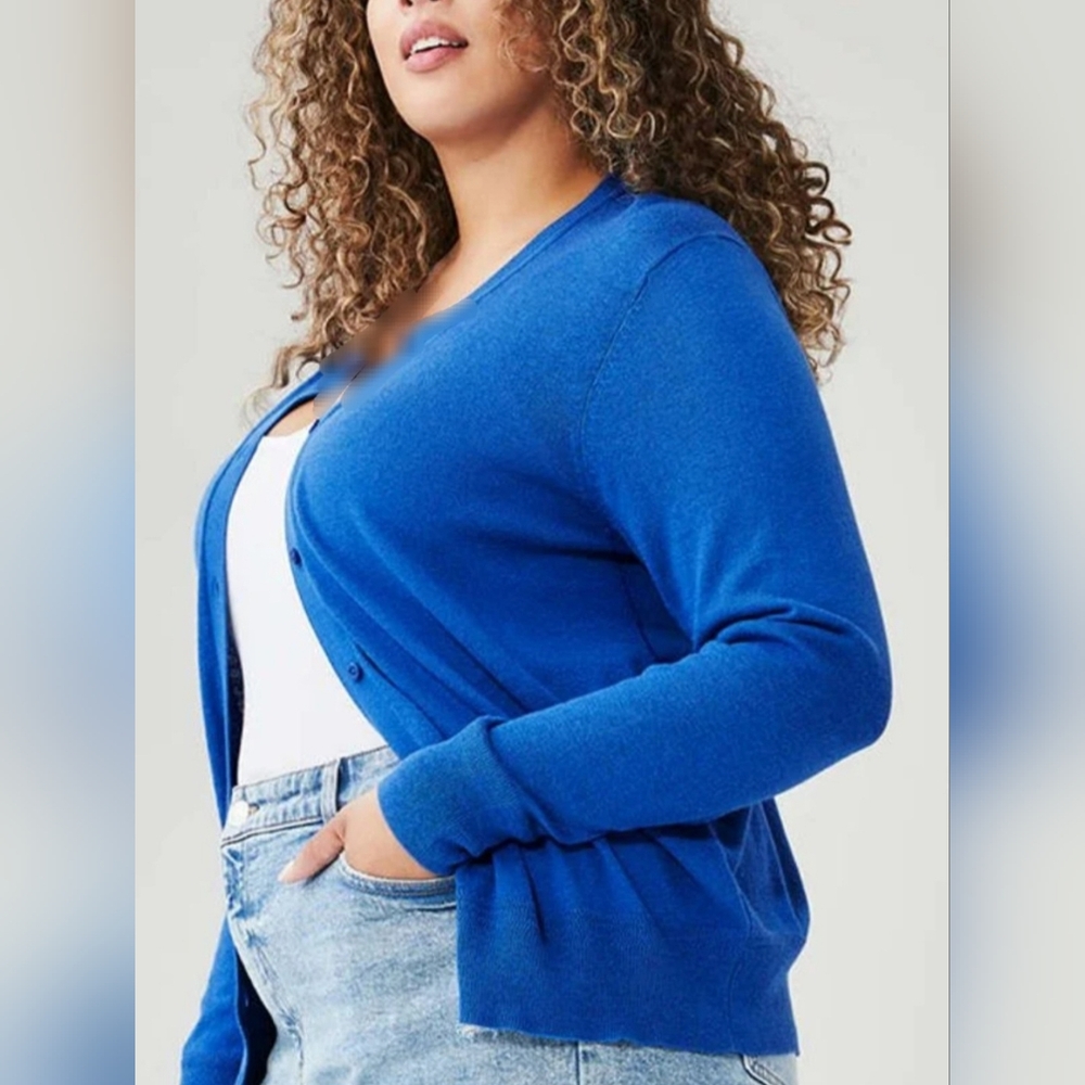 Lane Bryant Women's 100% Cotton Royal Blue Cardigan 14-16 Large